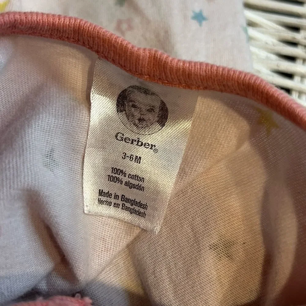 5 for $25🔥3-6M Gerber‎ Multi-Color Star Footsie Pajama's
